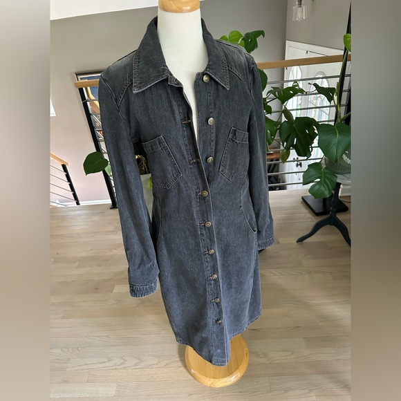 Hennessy Black Denim Button-Up Long Dress - Picture 1 of 14